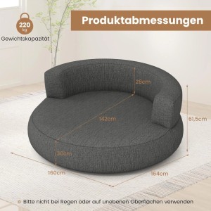 Costway Aufblasbares Sofa Luftsessel mit Abnehmbarem Leinen-Bezug Grau