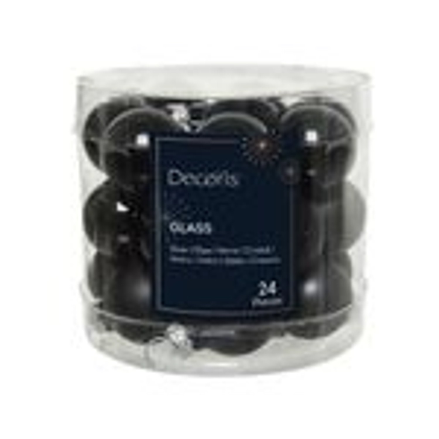 Kaemingk Weihnachtsbaumkugeln Glas 2,5 cm 24 Stueck Schwarz Glanz Matt Mix