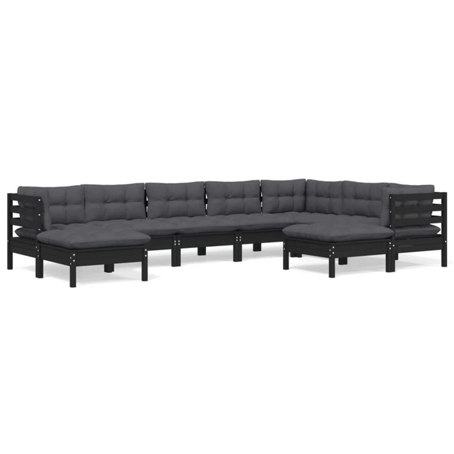 9-tlg. Garten-lounge-set Mit Kissen Schwarz Kiefer Massivholz günstig online kaufen