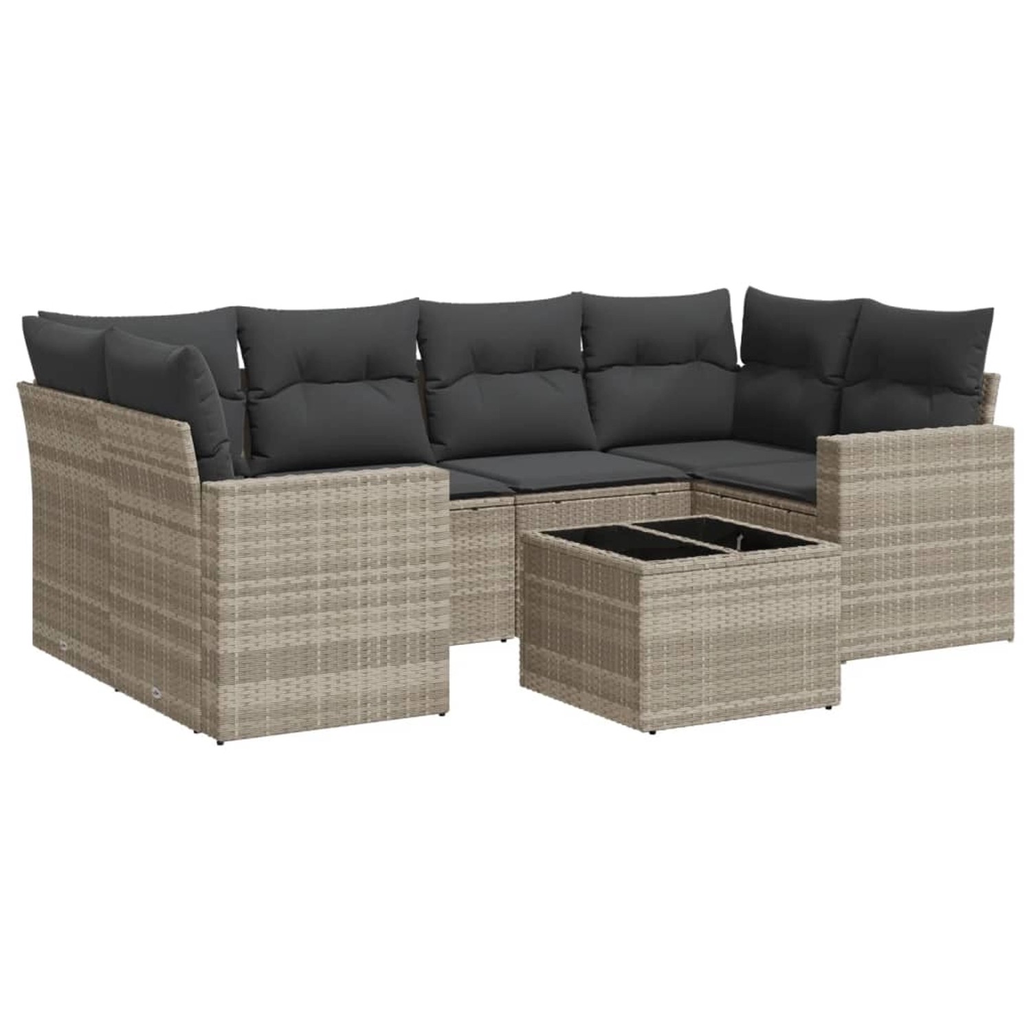 vidaXL 7-Tlg Garten-Sofagarnitur mit Kissen Hellgrau Poly Rattan 3218712 günstig online kaufen