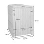 Proregal XL Mülltonnenbox aus Holz, grau-weiß, mit Maßangaben. Mülltonnenverkleidung für 1-2 Tonnen.