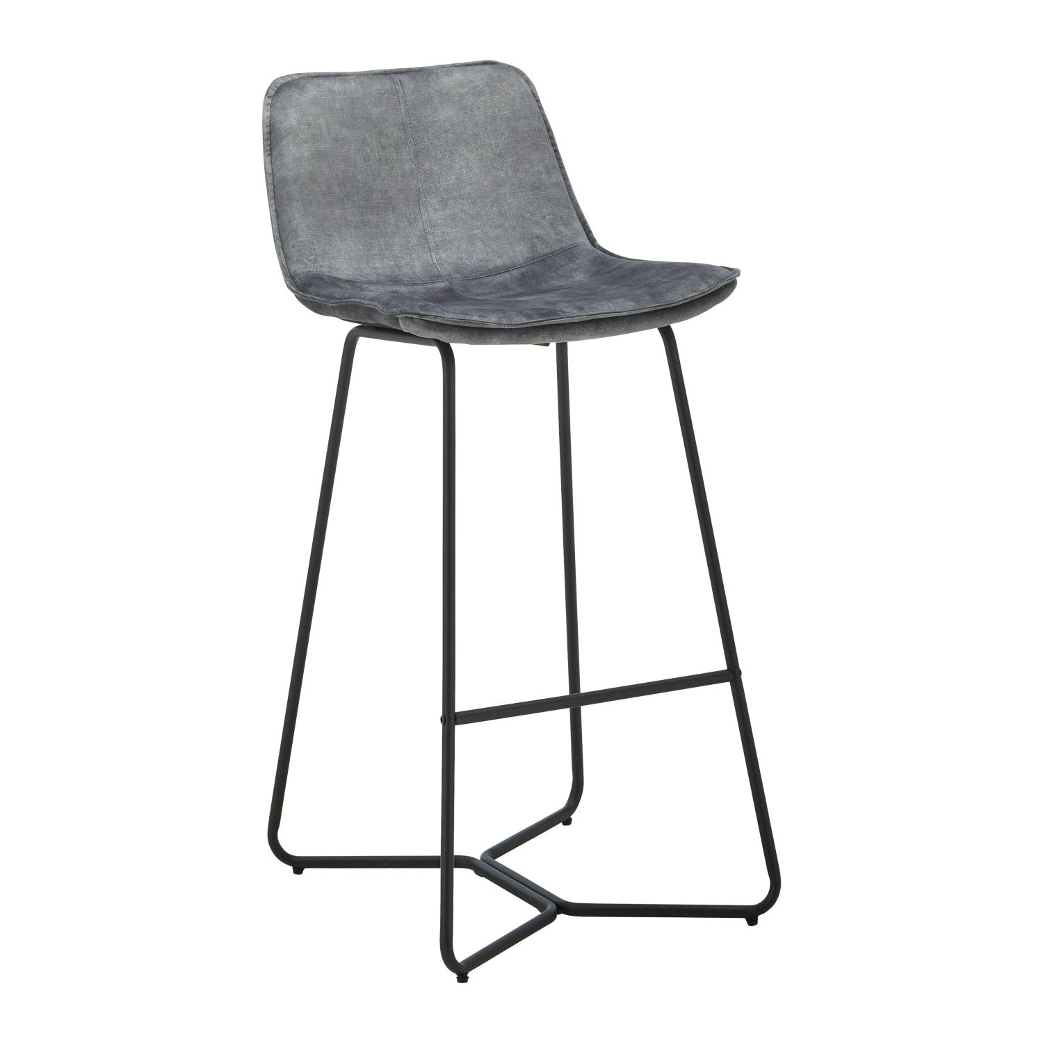 Bessagi Home Barhocker Nery Grau Samt Gepolstert