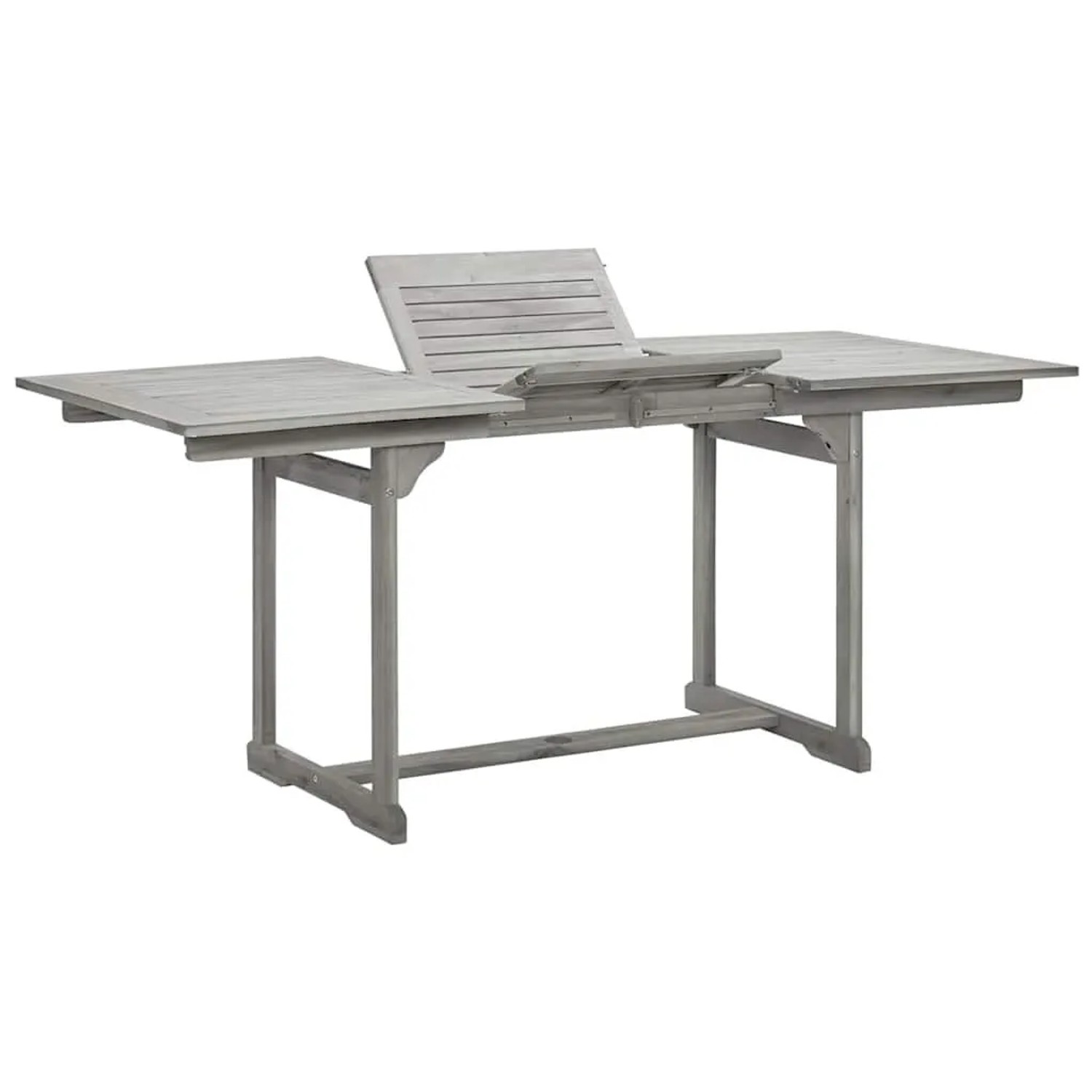 DELUKE Garten-Esstisch VEGO Grau 120-170x80x75cm Massivholz Akazie Eckig Gartentisch Holz Klappbar Outdoortisch Terrassentisch