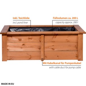 Dobar Gartenteich Kubus inkl. Teichfolie Kiefer Braun 120 x 72 x 42 cm FSC®