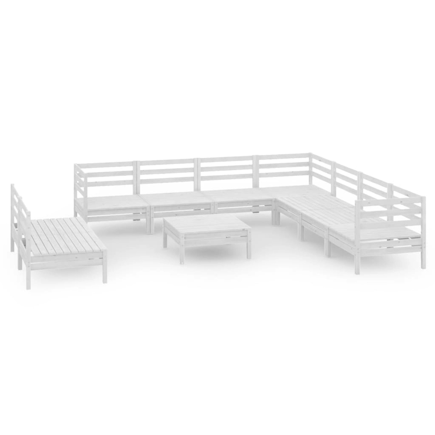 vidaXL 10-Tlg Garten-Lounge-Set Massivholz Kiefer Weiß 3083130