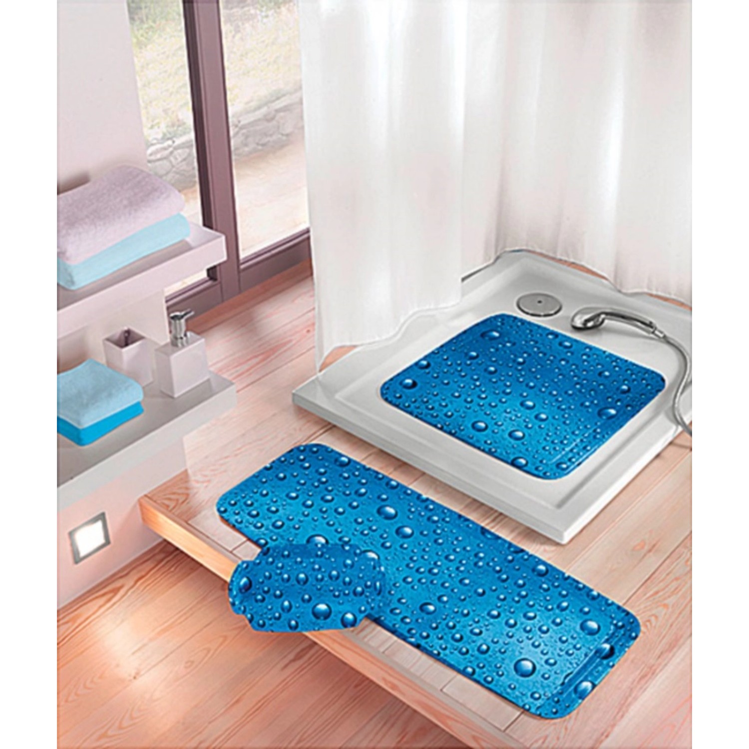 Kleine Wolke Wanneneinlage Bubble, marineblau, 36x92cm, mit Wassertropfen-Design für Badewanne und Boden.