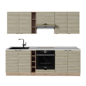 Vicco Fame-Line Küchenzeile in Eiche Paneel/Goldkraft Eiche, 235 cm breit, ohne Arbeitsplatte.