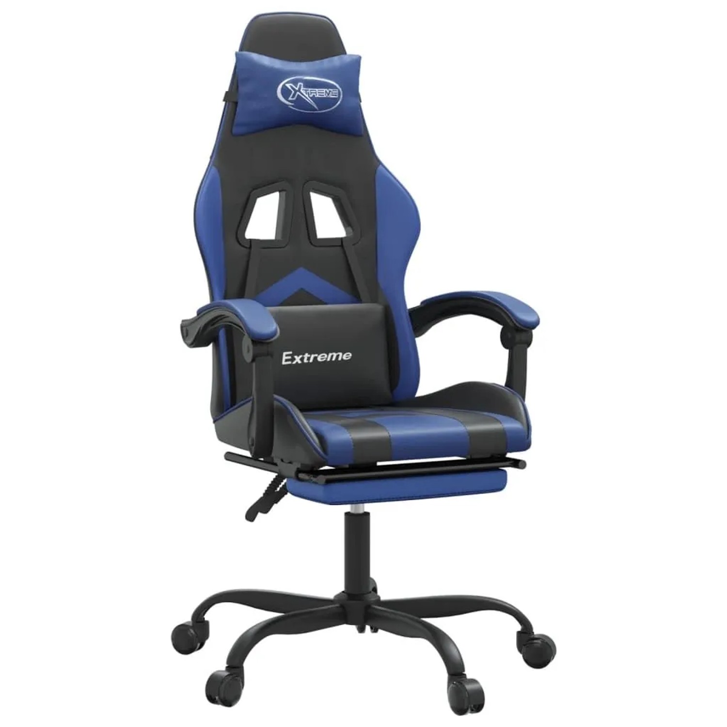 vidaXL Gaming-Stuhl mit Fußstütze Schwarz und Blau Kunstleder 3143902