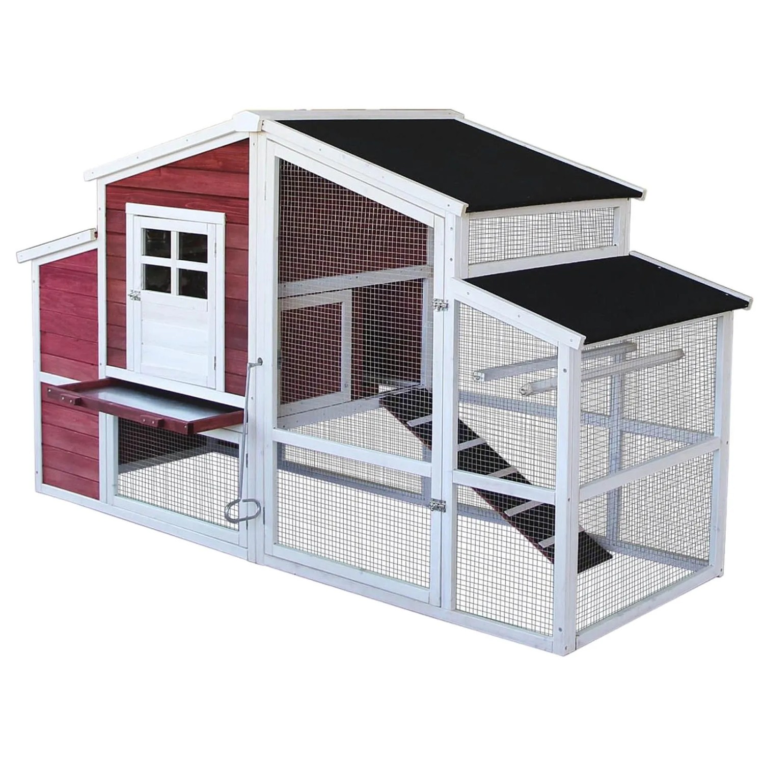 Wiltec Hühnerstall 2010x813x1165mm Freilauf Fichtenholz Hühnerhaus Kotwanne Huhn