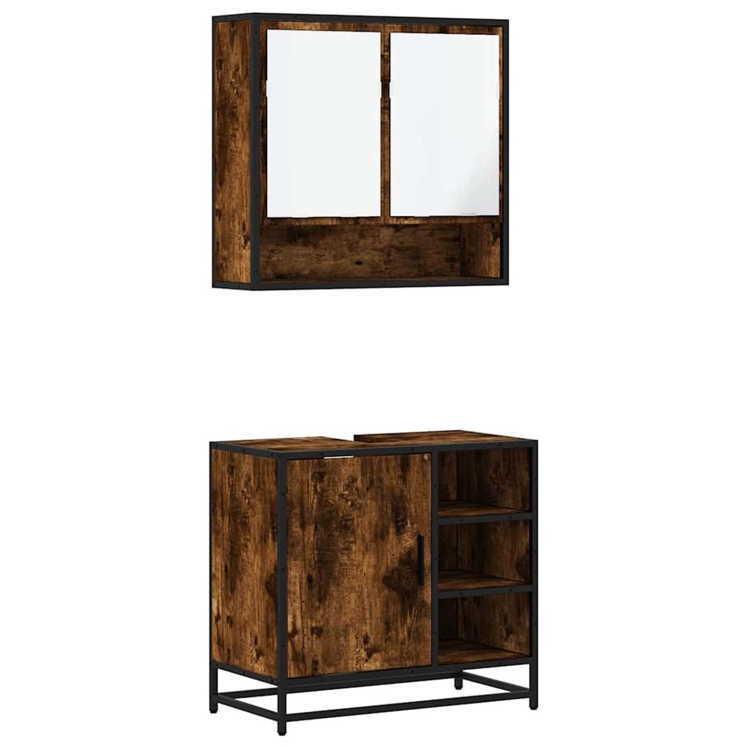 vidaXL 2-Tlg Badmöbel-Set Räuchereiche Holzwerkstoff 3300937 günstig online kaufen