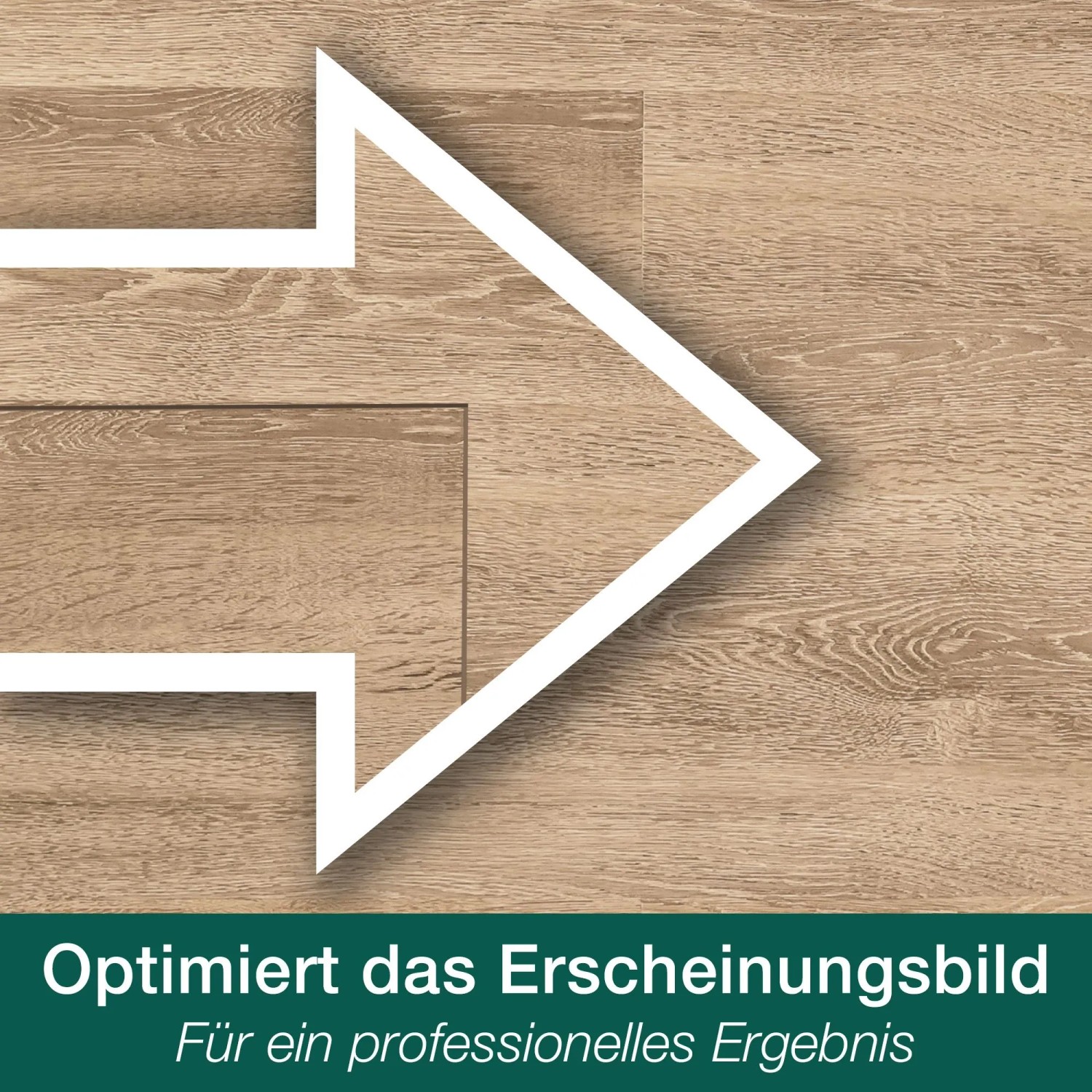 Parkettboden mit Fugen, die mit Bona Fugenkitt behandelt wurden, dargestellt durch einen weißen Pfeil.