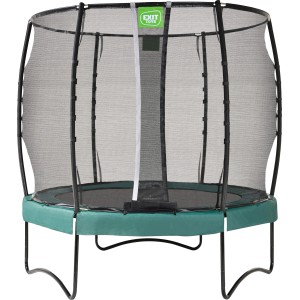 Grünes EXIT Allure Premium Trampolin Ø 253 cm mit Sicherheitsnetz.
