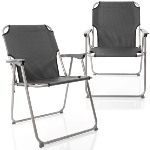 BigDean 2 Stück Klappstuhl Faltstuhl Angelstuhl Anthrazit Grau Robust Klappbar Bis 120 Kg Belastbar Klassischer Gartenstuhl Für Garten Camping