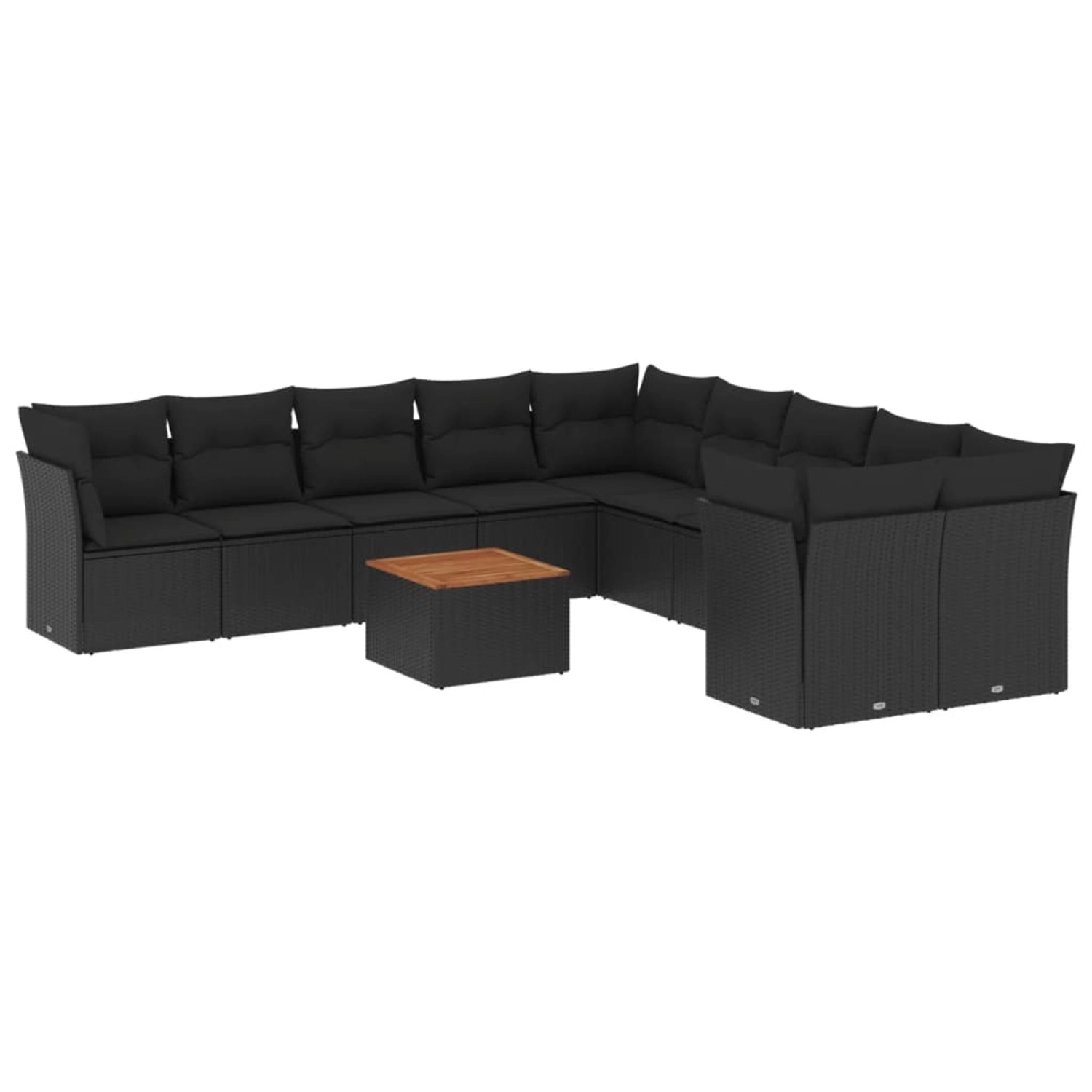 vidaXL 11-tlg Garten-Sofagarnitur mit Kissen Schwarz Poly Rattan Modell 118 günstig online kaufen