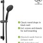 Wenko Brauseset Young Schwarz: Duschstange mit Handbrause und Schlauch in mattem Schwarz.
