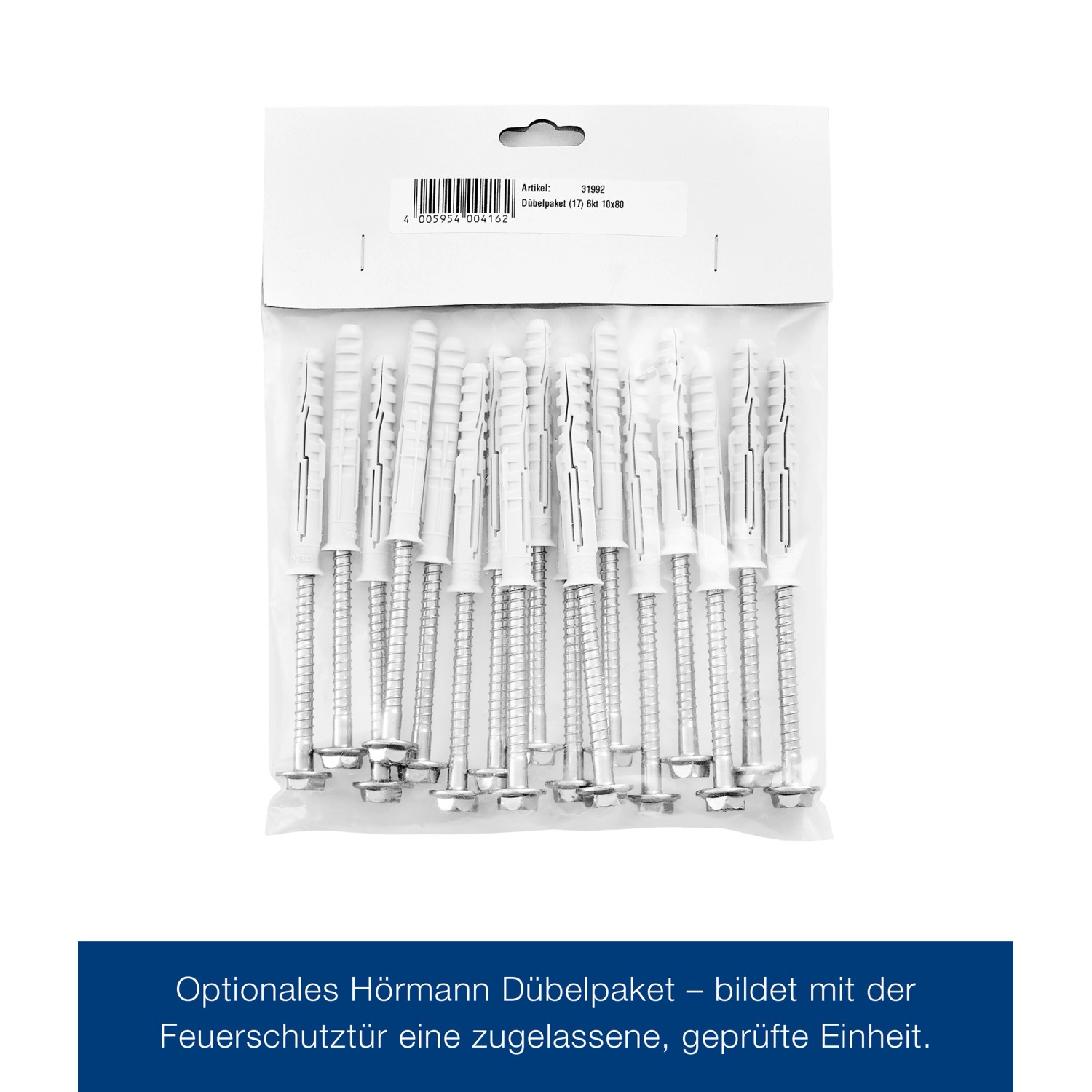 Hörmann Dübelpaket (12 Stk.) für Feuerschutztür Montage.