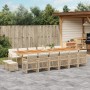 Beige 17-tlg. Garten-Essgruppe aus Rattan mit Tisch, Stühlen und Kissen für den Garten.
