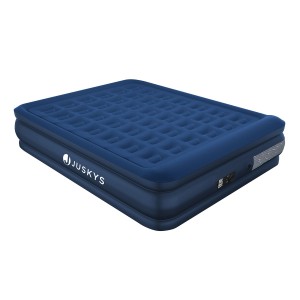 Blaues Juskys Luftbett Sapri L, eine Doppel-Luftmatratze mit integrierter Pumpe.