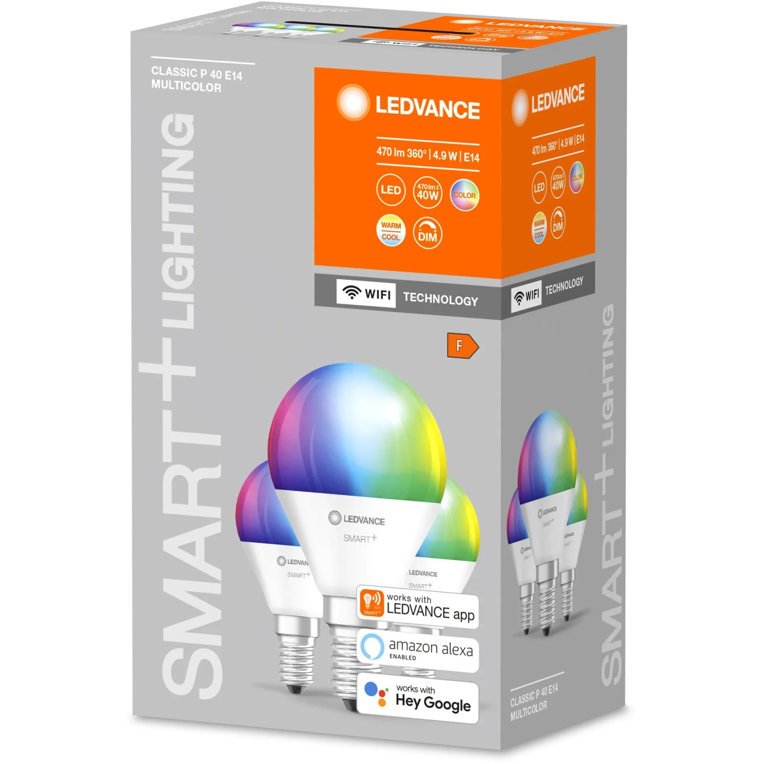 Ledvance Smart+ Leuchtmittel Wifi Mini RGBW E14, 4,9 W, Weiß, Farbwechsel, dimmbar.