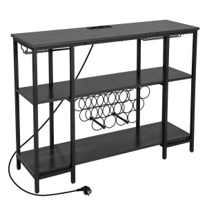 Costway Weinregal 3 Ebenen 15 Flaschen Grau 113 x 35 x 85 cm