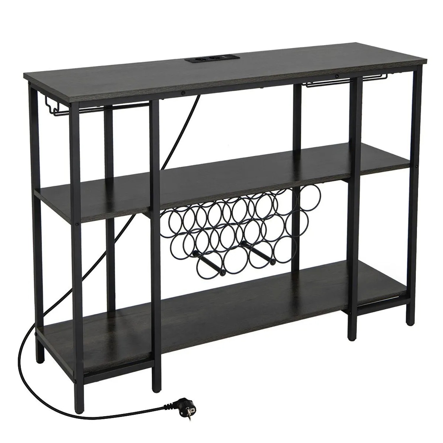 Costway Weinregal 3 Ebenen 15 Flaschen Grau 113 x 35 x 85 cm günstig online kaufen