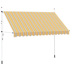 vidaXL Einziehbare Markise, 350 cm, gelb/blau gestreift, handbetrieben.