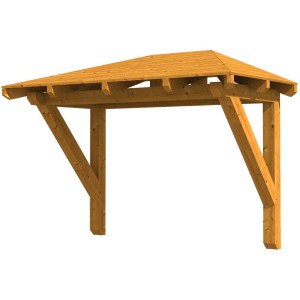 Haustürvordach Wismar 1, Eiche hell lasiert, 258x126 cm, aus Konstruktionsvollholz.