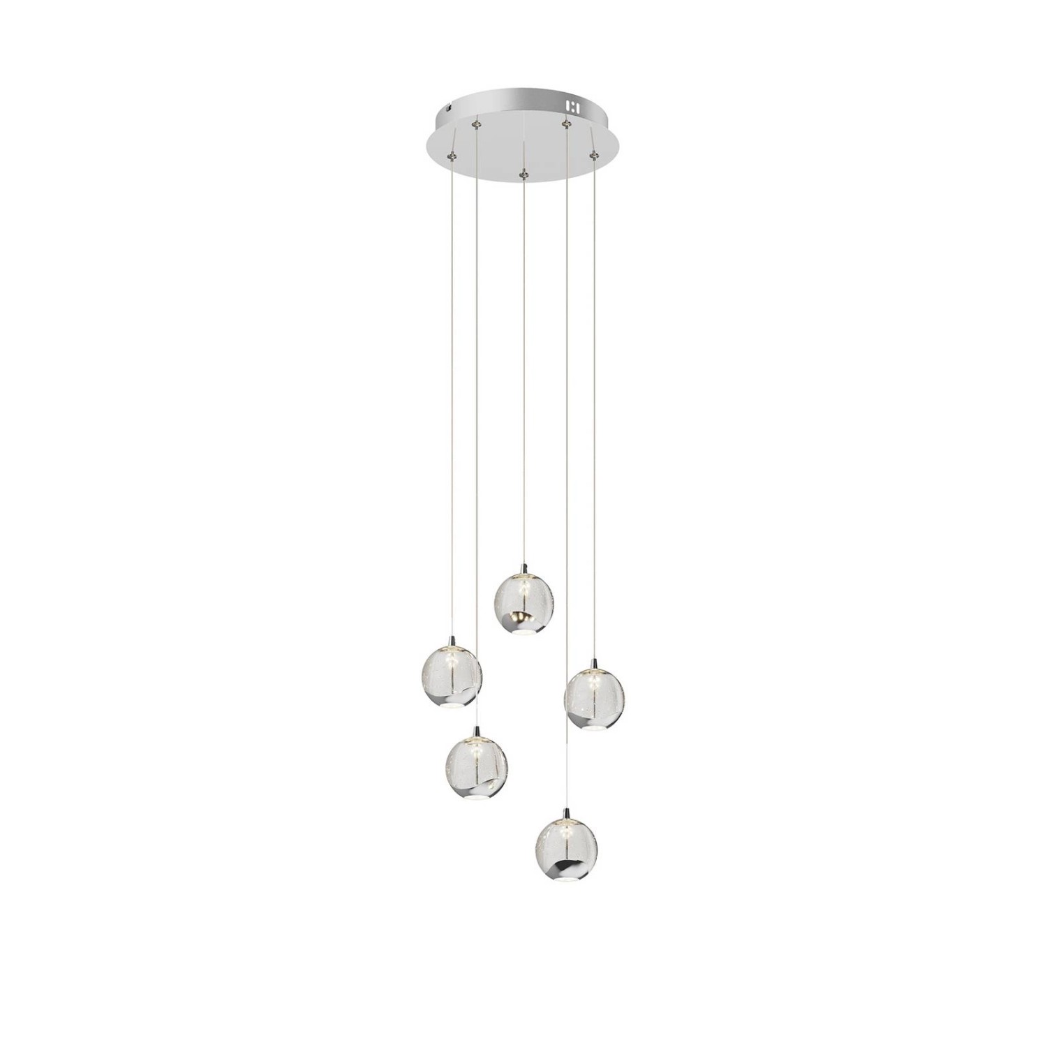 Thumbnail - Lucande LED Pendelleuchte Hayley 9624369 Modern in Transparent aus Glas 5-flammig Wohnzimmerleuchte