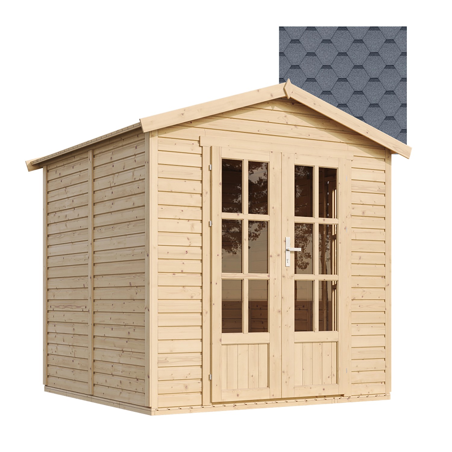 Timbela Gartenhaus Holz M351FB+H351FBGREY 4,08 m² Dachziegel Grau mit Boden_2