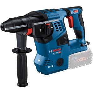 Bosch Professional Akku-Bohrhammer GBH 18V-28 C in Blau mit Zubehör.