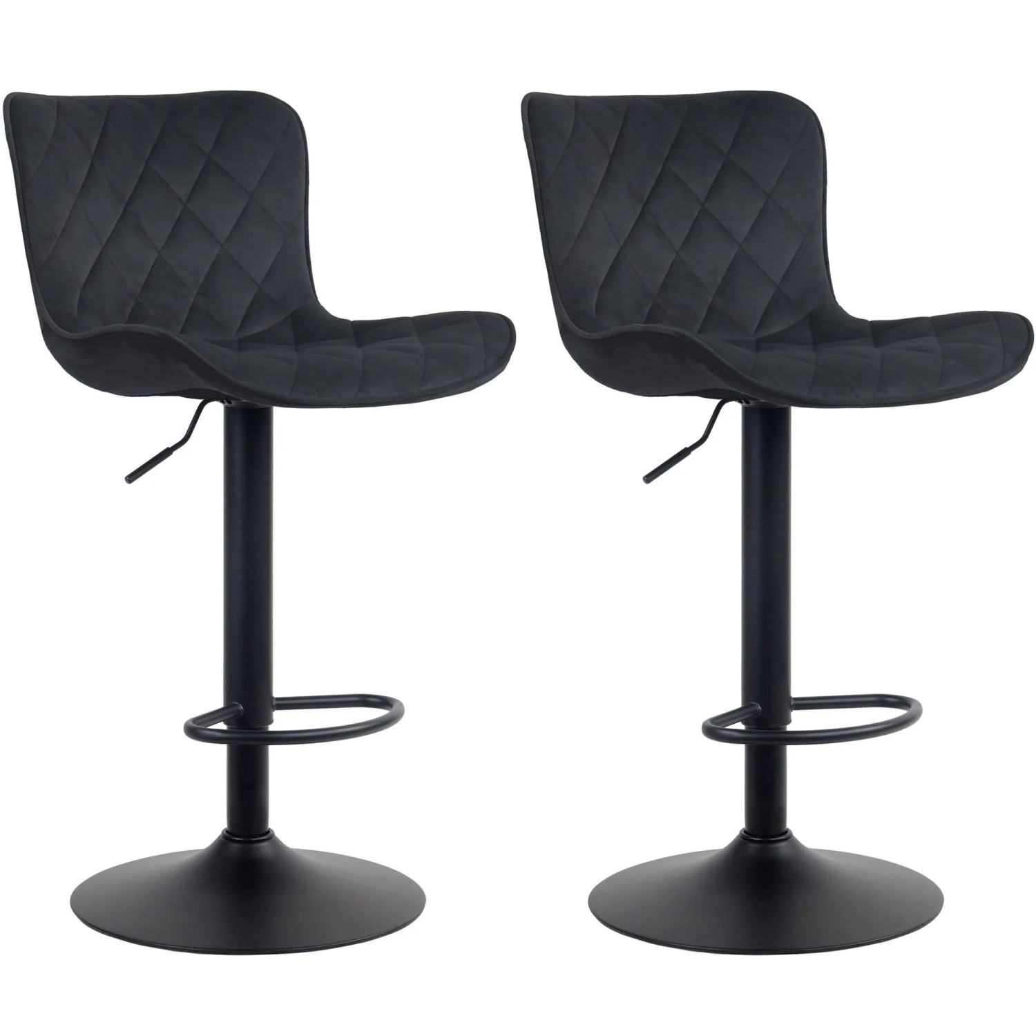 DELUKE 2er Set Barhocker BOZON Samt Schwarz 48x54x83cm Barstuhl Höhenverstellbar Mit Lehne Drehbar Tresenhocker Tresenst...