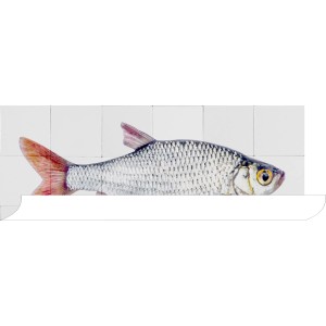 ESTAhome Wandtattoo Fisch in Grau und Rot, 97x48,5 cm. Dekorativer Wandaufkleber für Wohnräume.