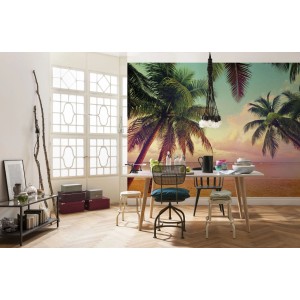 Sanders & Sanders Fototapete Strand Multicolor, 368x254 cm, im Wohnraum.