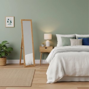 Relaxdays Ganzkörperspiegel Bambus Natur Klappbar Stehend 152 cm x 37 cm x 50 cm