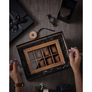 Songmics Uhrenbox Anicia mit 8 Fächern Braun