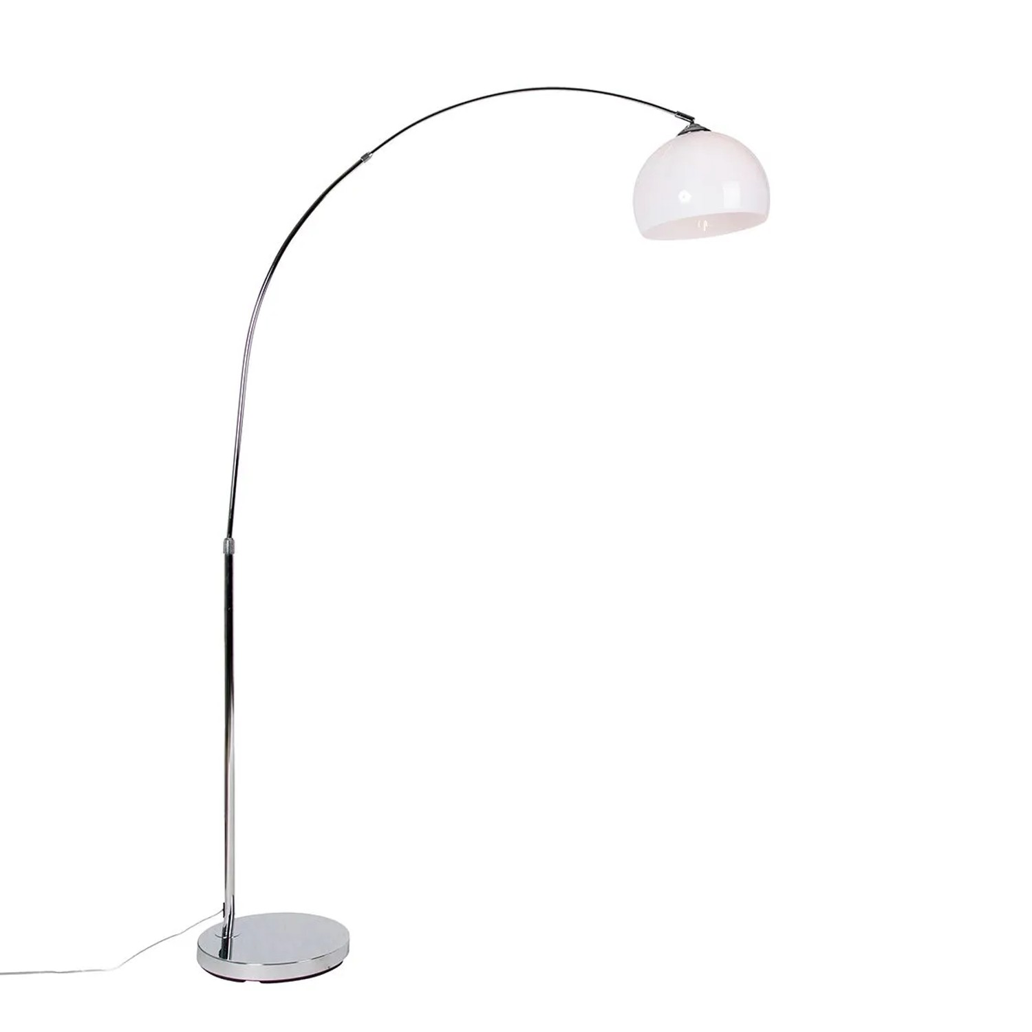 QAZQA Moderne Bogenlampe Chrom mit Weißem Schirm Arc Basic