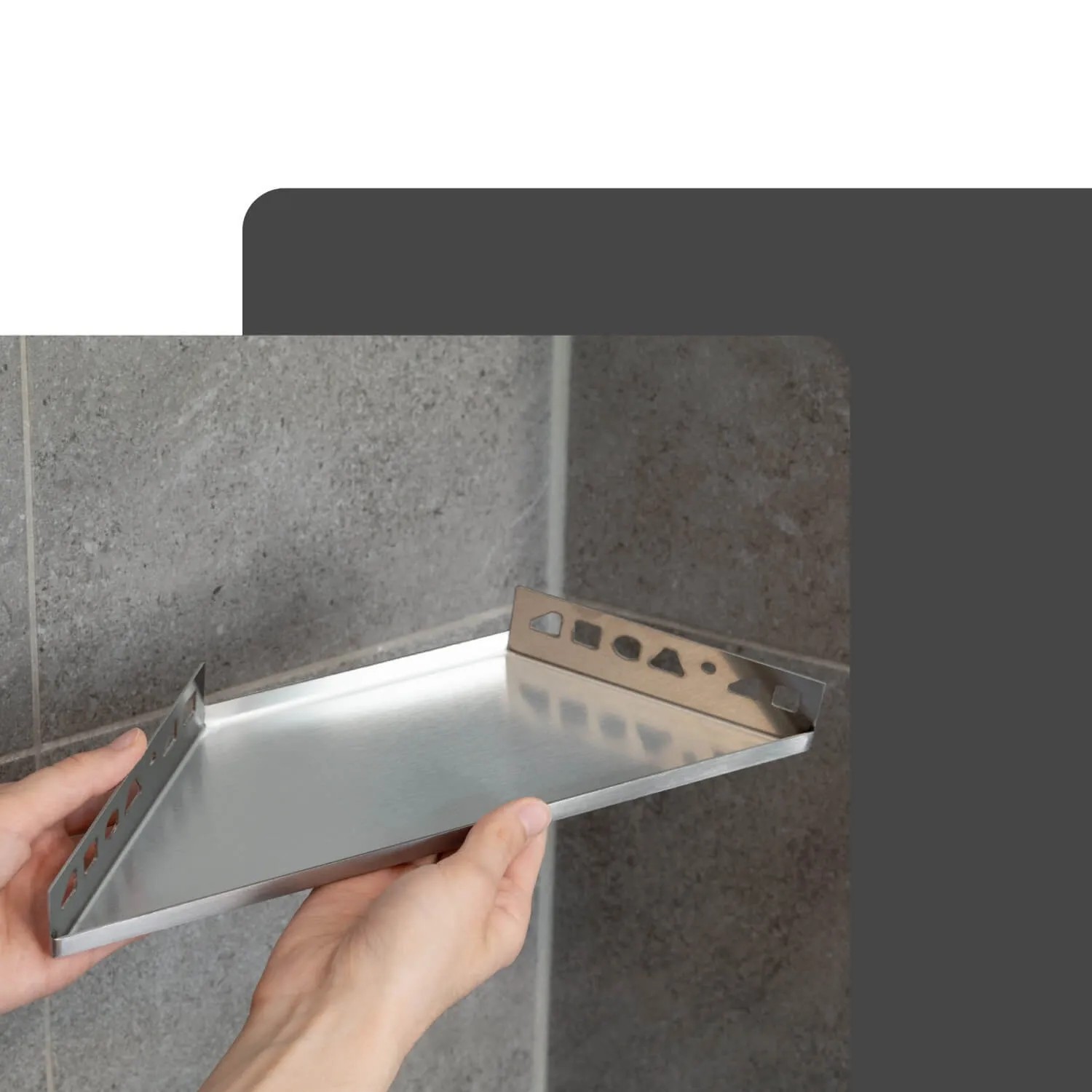 Dalsys befliesbare Duschablage, 310x130mm, Edelstahl Silber. Badregal zur einfachen Montage.