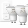 Philips Hue GU10 Starterset: 3 LED Lampen, Bridge und Dimmschalter.