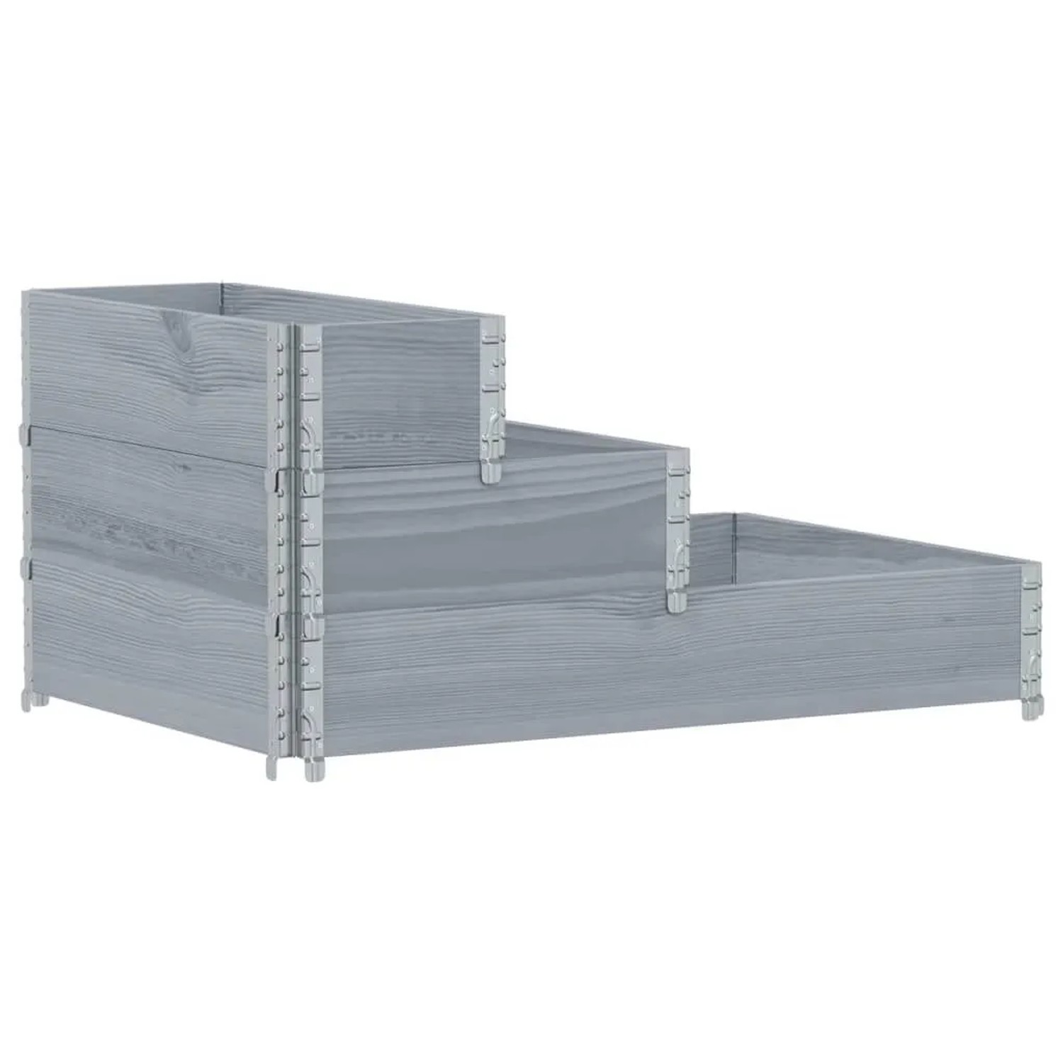vidaXL Paletten-Aufsatzrahmen 3 Fach Grau 120x80 cm Massivholz Kiefer 4010311