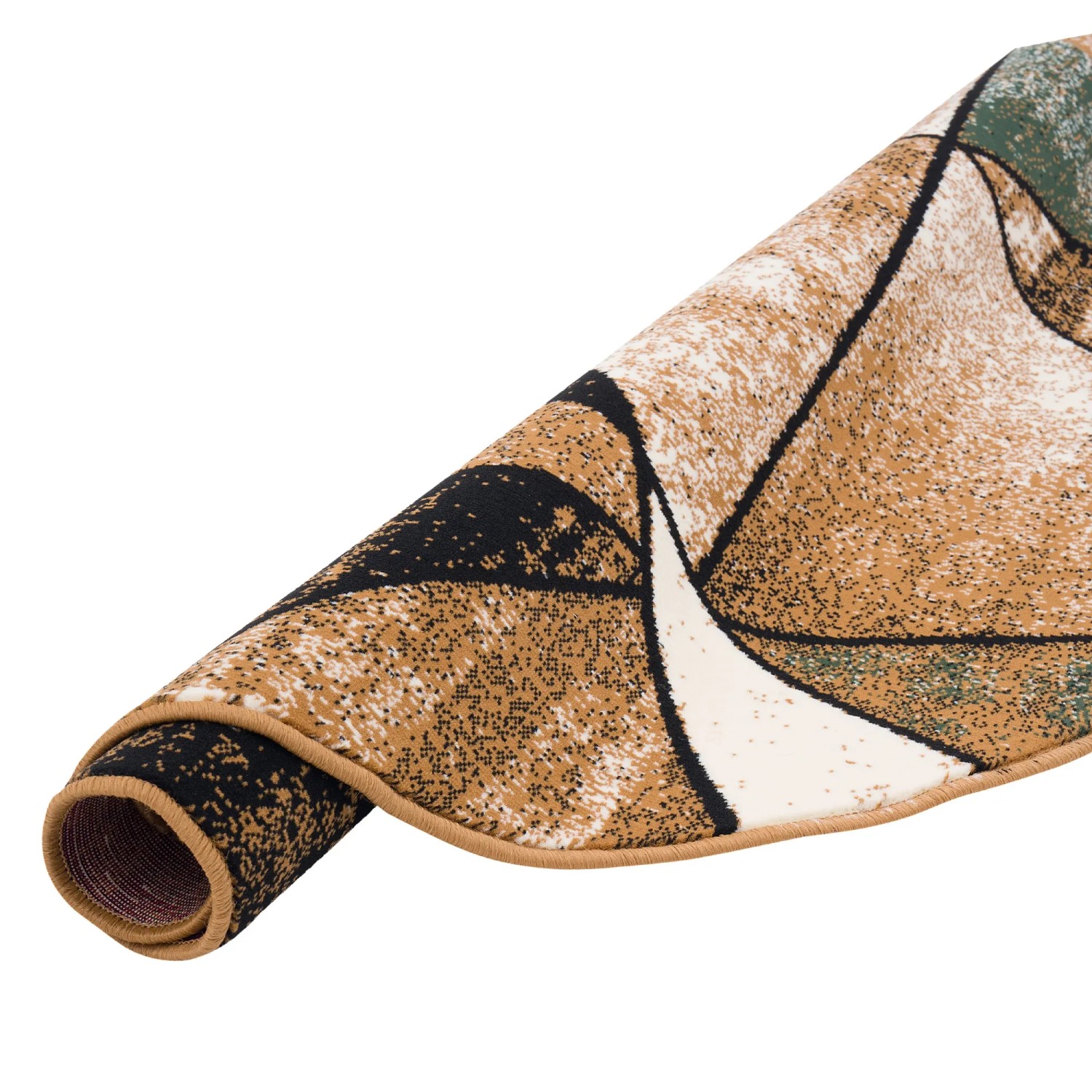 Gerollter, runder, grüner Designer Teppich "Brilliant Magic" von Pergamon, 120cm Durchmesser.