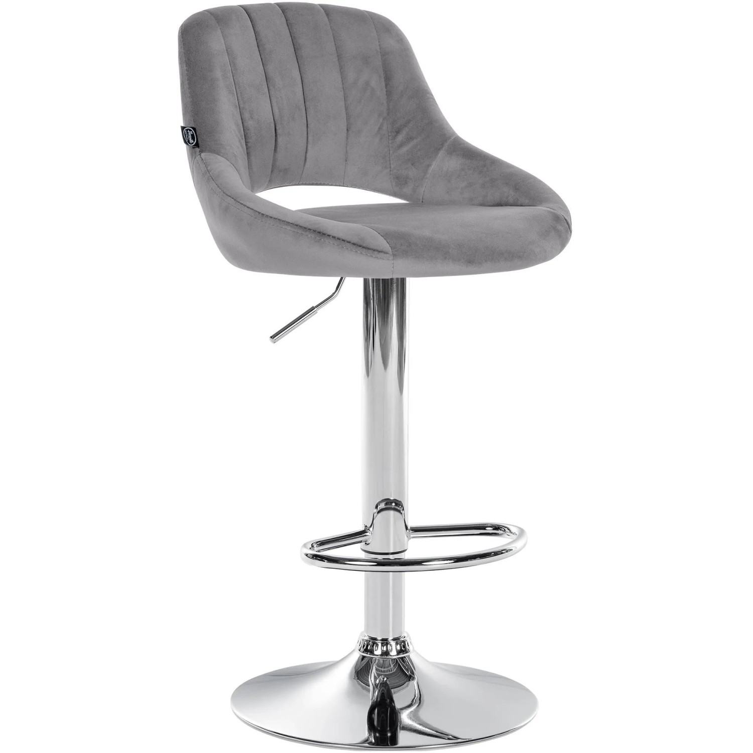 DELUKE Barhocker SEGAD Samt Dunkelgrau 47x48x85cm Silber Barstuhl Mit Lehne Tresenhocker Tresenstuhl