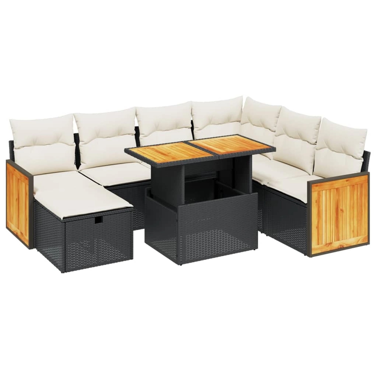 vidaXL 8-Tlg Garten-Sofagarnitur mit Kissen Schwarz Poly Rattan 3276262 günstig online kaufen