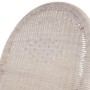 Detailansicht: Weiß gewischter Rattan Schaukelstuhl Queluz mit brauner Auflage.