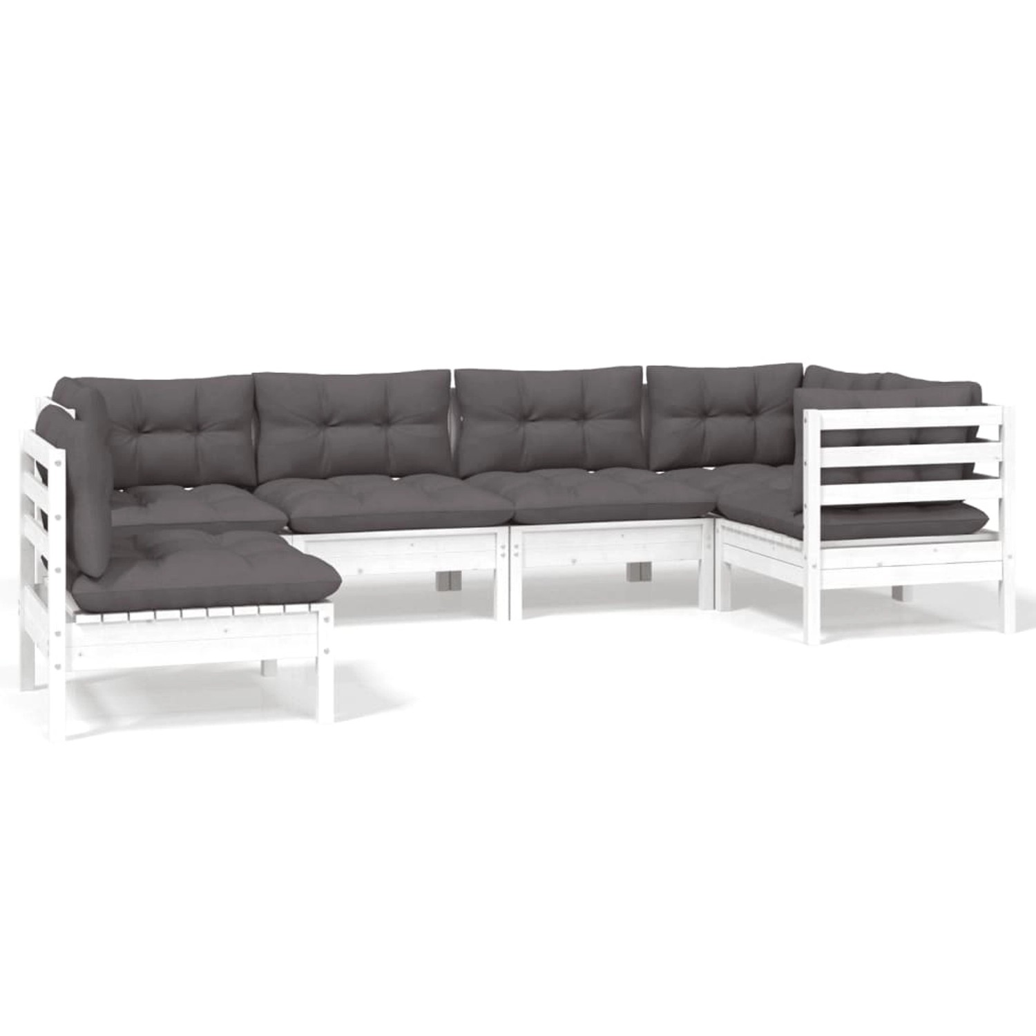 vidaXL 6-Tlg Garten-Lounge-Set mit Kissen Weiß Kiefernholz 3096419 günstig online kaufen