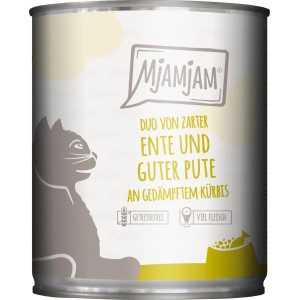 MjAMjAM Katzen-Nassfutter Duo Ente & Pute mit Kürbis, getreidefrei, 800g Dose.