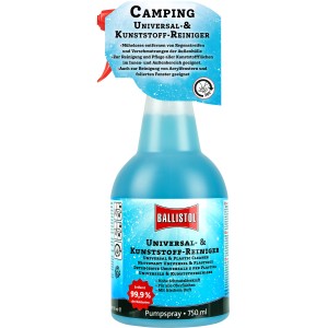 Ballistol Camping Universal-Kunststoffreiniger, 750ml Flasche mit Sprühkopf.