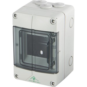 Spelsberg Aufputz-Kleinverteiler AK 03 IP65, kompakter Verteiler mit transparenter Tür für Leitungsschutzschalter.
