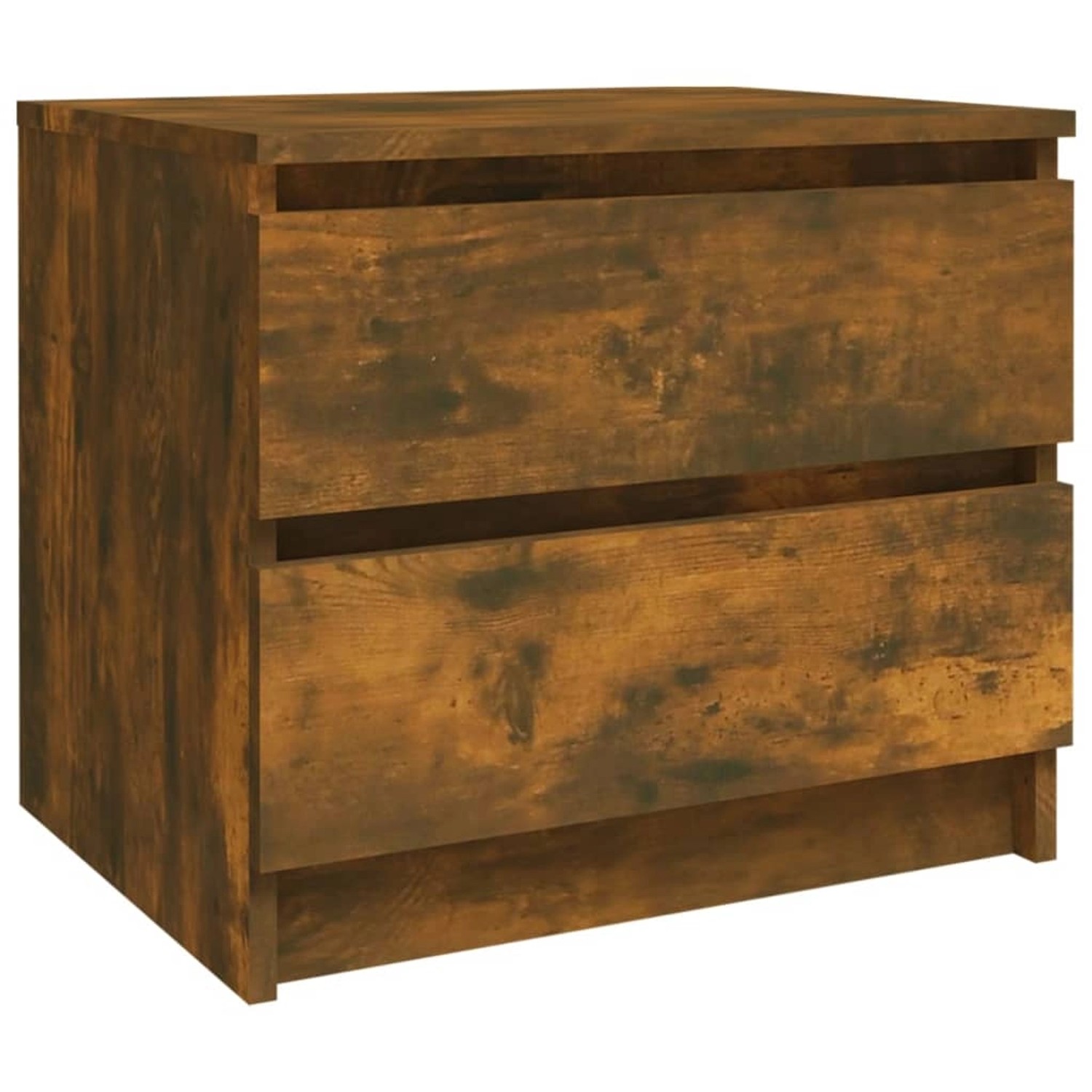 2er Set Nachttische in Räuchereiche Optik, Holzwerkstoff, je mit zwei Schubladen.
