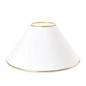 Weißer Orion Lampenschirm mit Goldkante für Stehlampe, Ø 47cm, E27 Fassung.