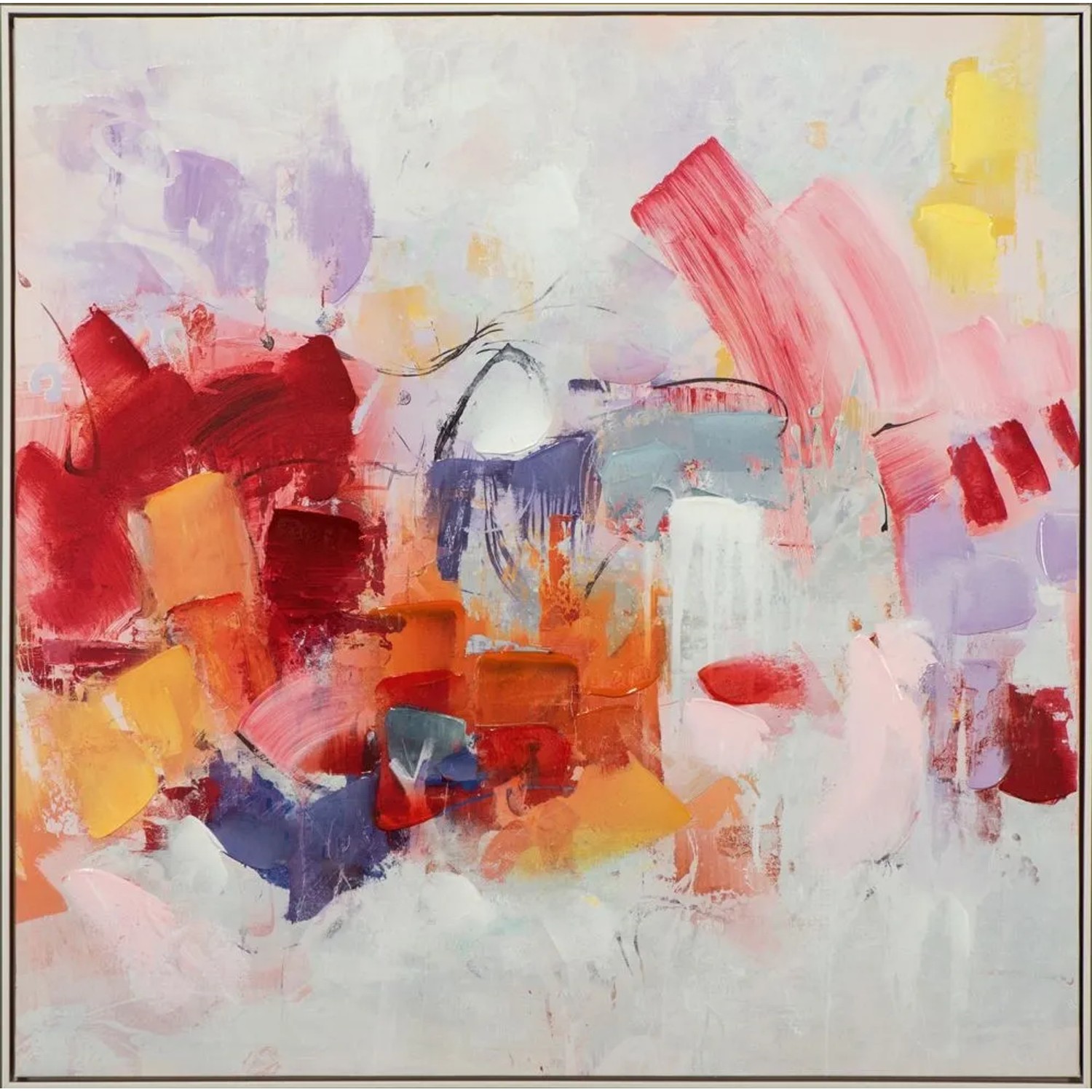 Art Universe Leinwandbild Ausdruckstark in Pastell 102 x 102 cm